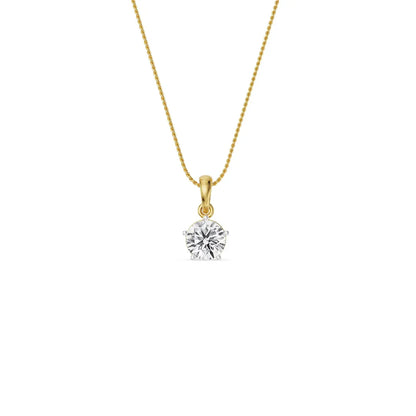 0.5 CT round Lab Grown Diamond Pendant- front view in 9KT