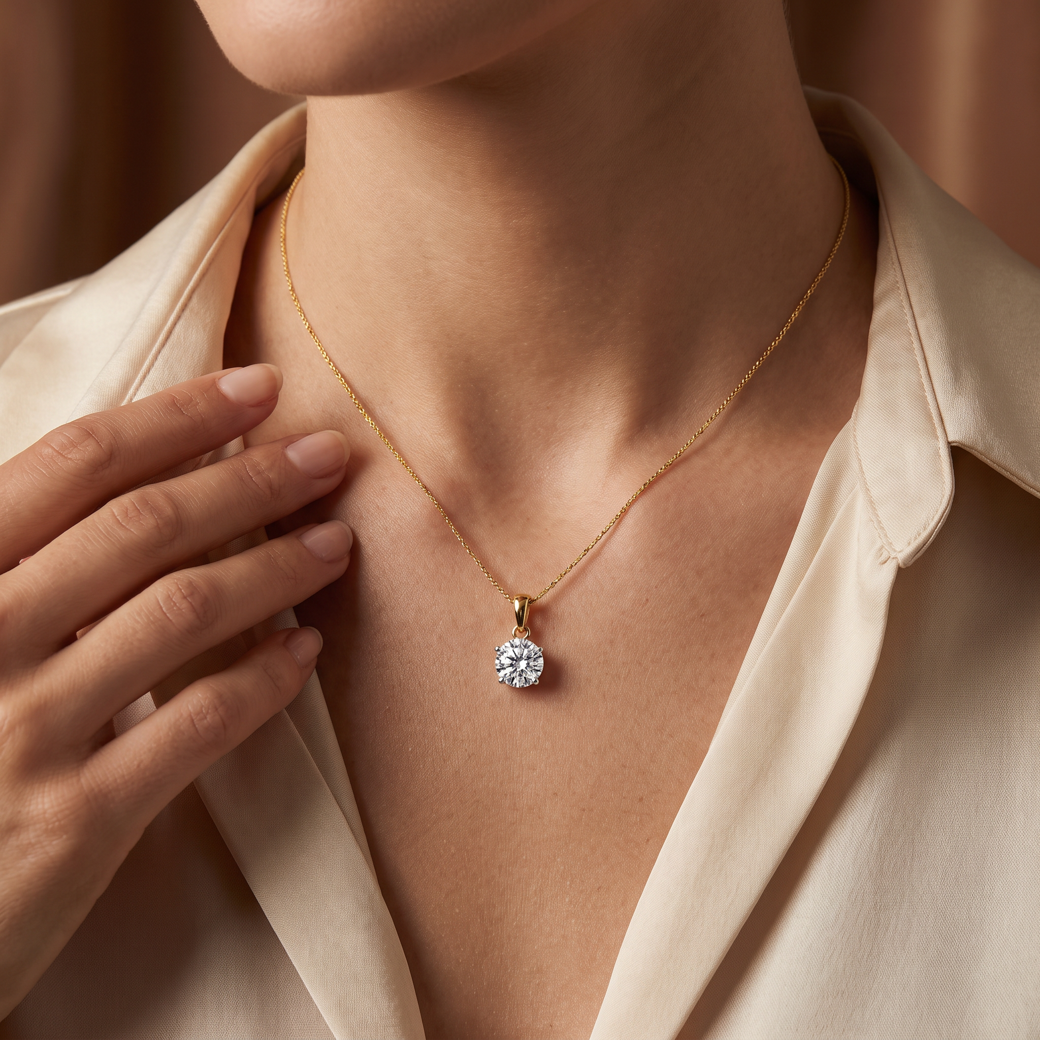 Five Prong 2 CT Lab Grown Diamond Pendant
