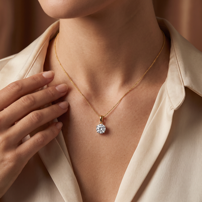 Five Prong 2 CT Lab Grown Diamond Pendant