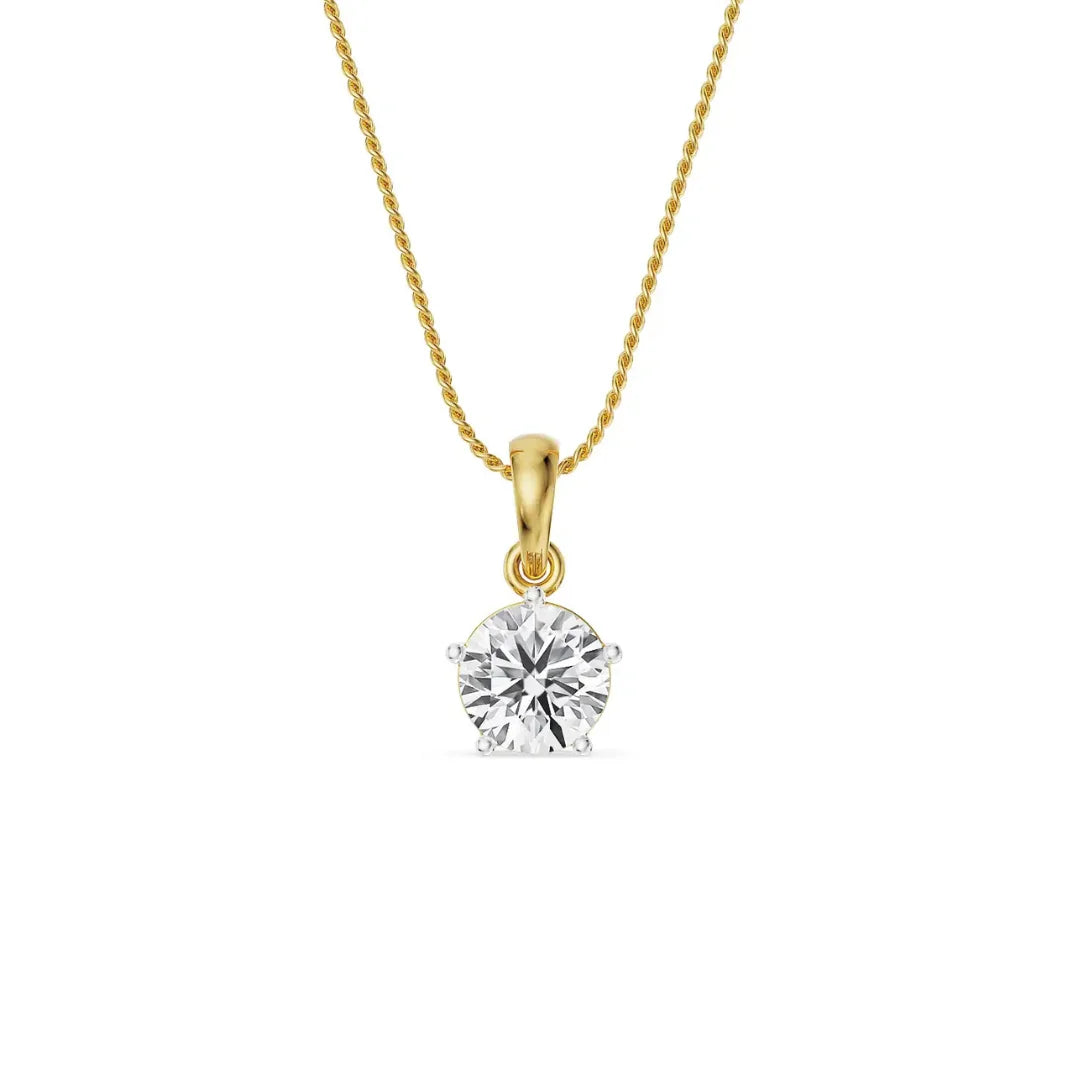 Five Prong 2 CT Lab Grown Diamond Pendant- Front View in 9KT