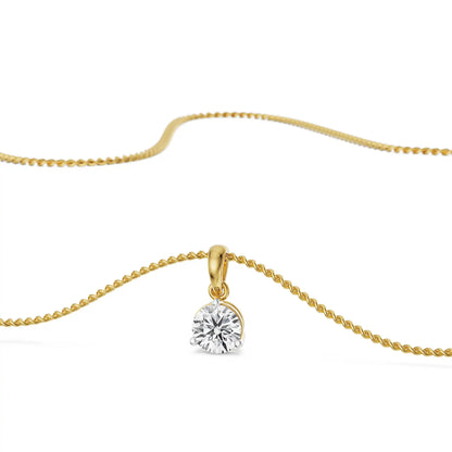 Three Prong 0.5 CT Lab Grown Diamond Pendant - Front view