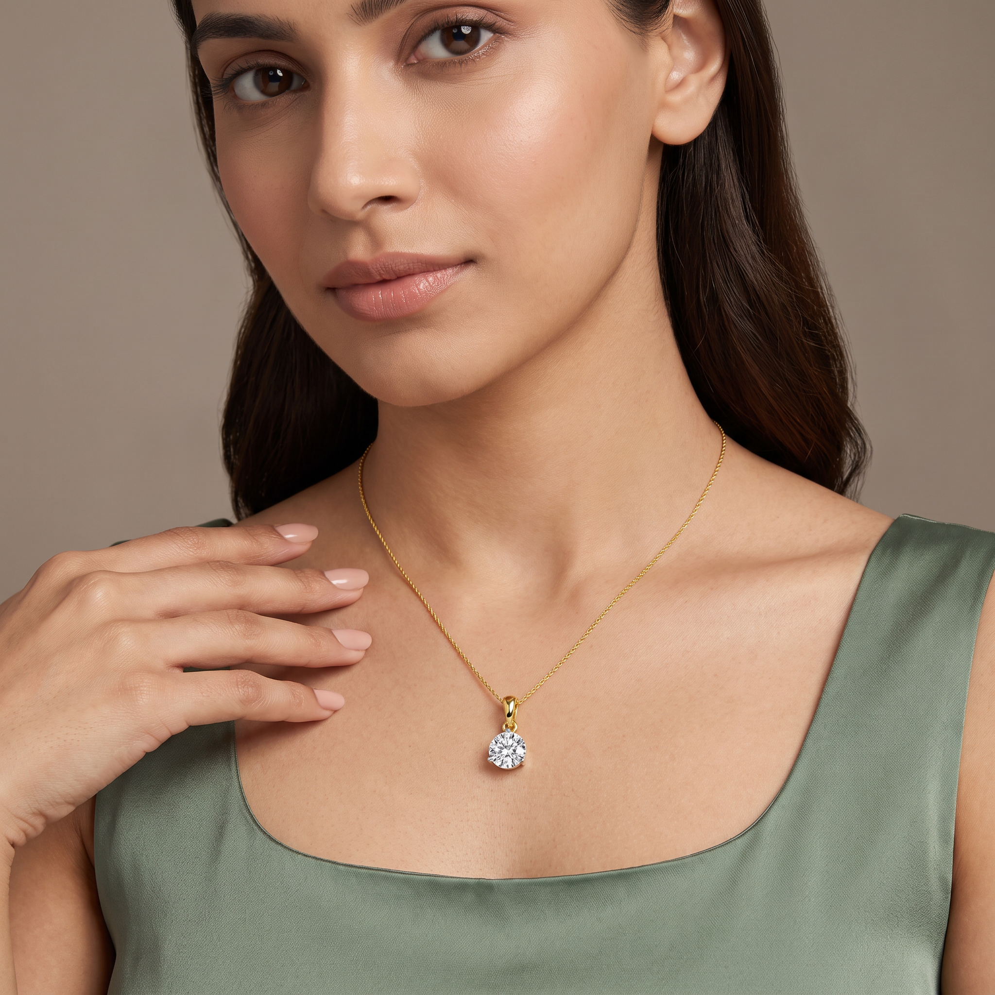 Three Prong 1.5 CT Lab Grown Diamond Pendant