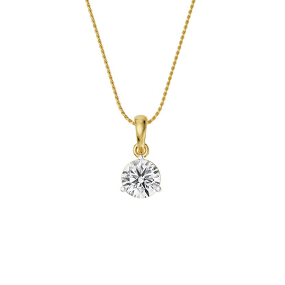 2 CT Round Lab Grown Diamond Pendant- Front view in 9KT