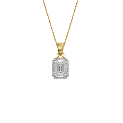 1.5 CT Emerald Lab Diamond Pendant- front view in 9KT