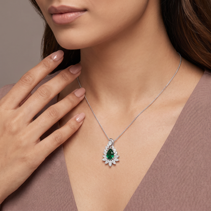 Geneva Emerald Lab Diamond Drop Pendant