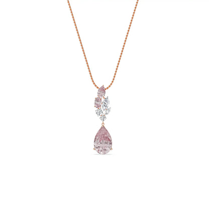 Pink Sapphire Lab Diamond Drop Pendant - perspective view - top view