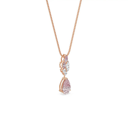 Pink Sapphire Lab Diamond Drop Pendant - side view