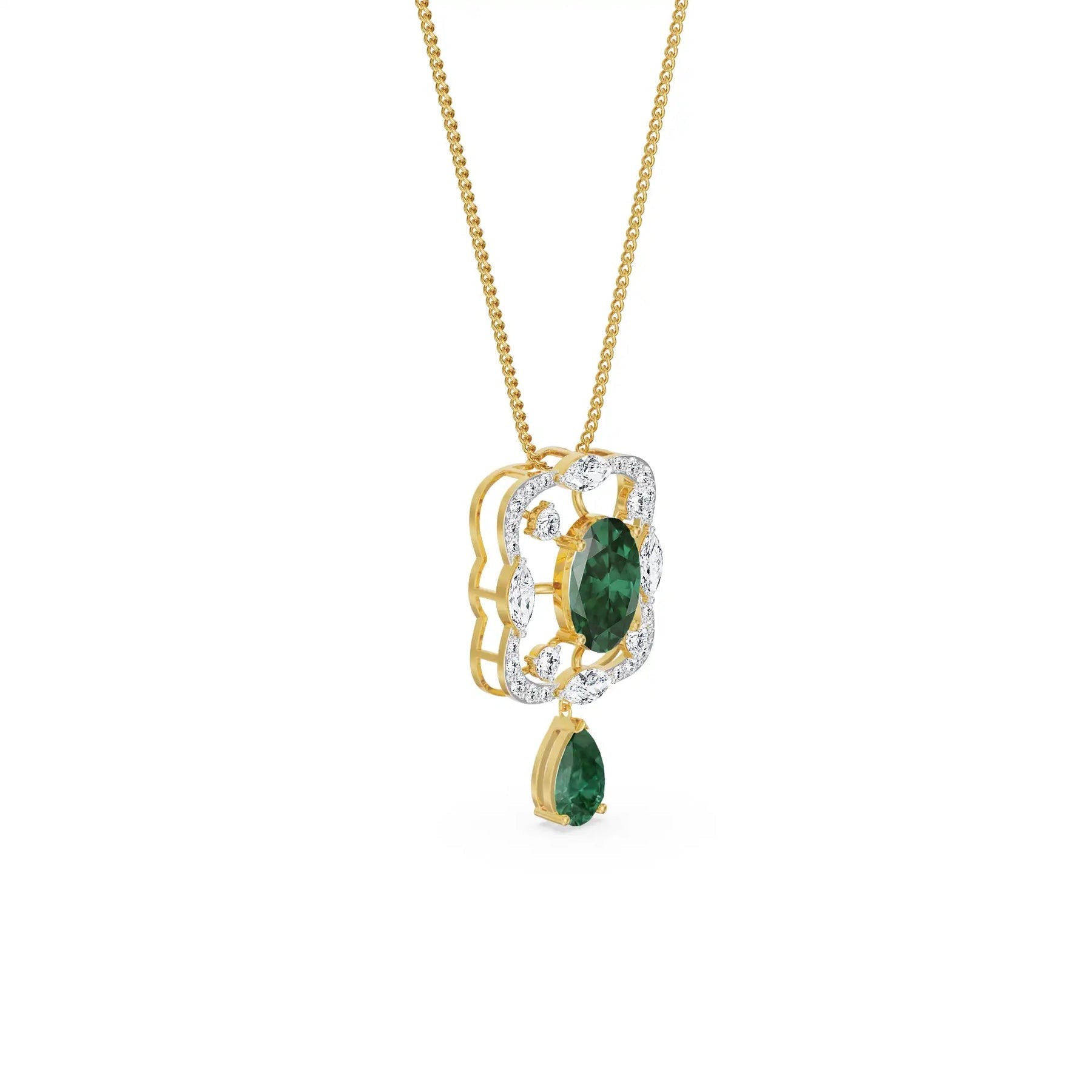 Romi Emerald Lab Grown Diamond Pendant - side view