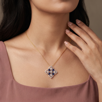Blue Sapphire Lab Diamond Glamour Pendant
