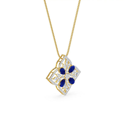Blue Sapphire Lab Diamond Glamour Pendant - perspective view