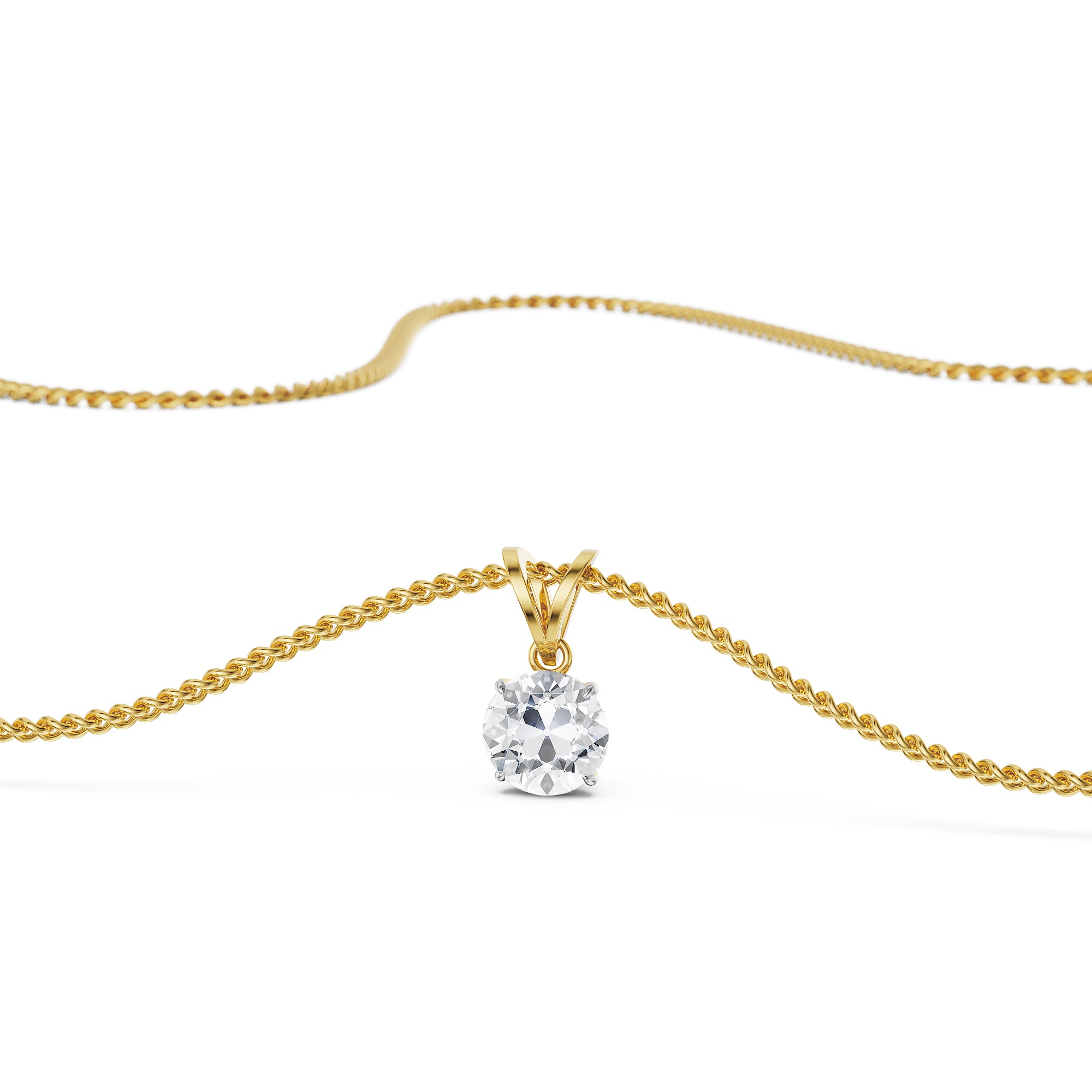 Hidden Halo Lab Grown Diamond Solitaire Pendant - perspective view