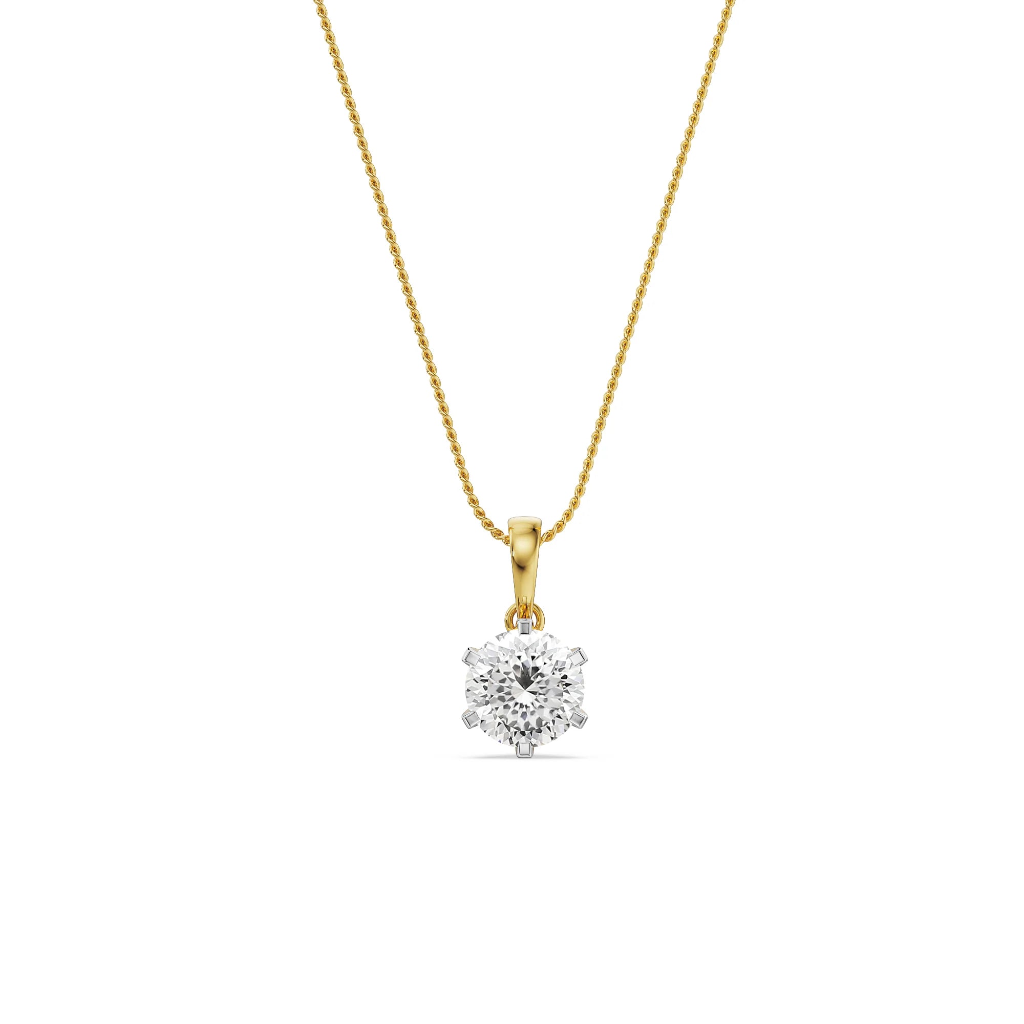 Portuguese Cut Solitaire Lab Grown Diamond Pendant - front view in 9KT
