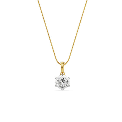 Portuguese Cut Solitaire Lab Grown Diamond Pendant - front view in 9KT