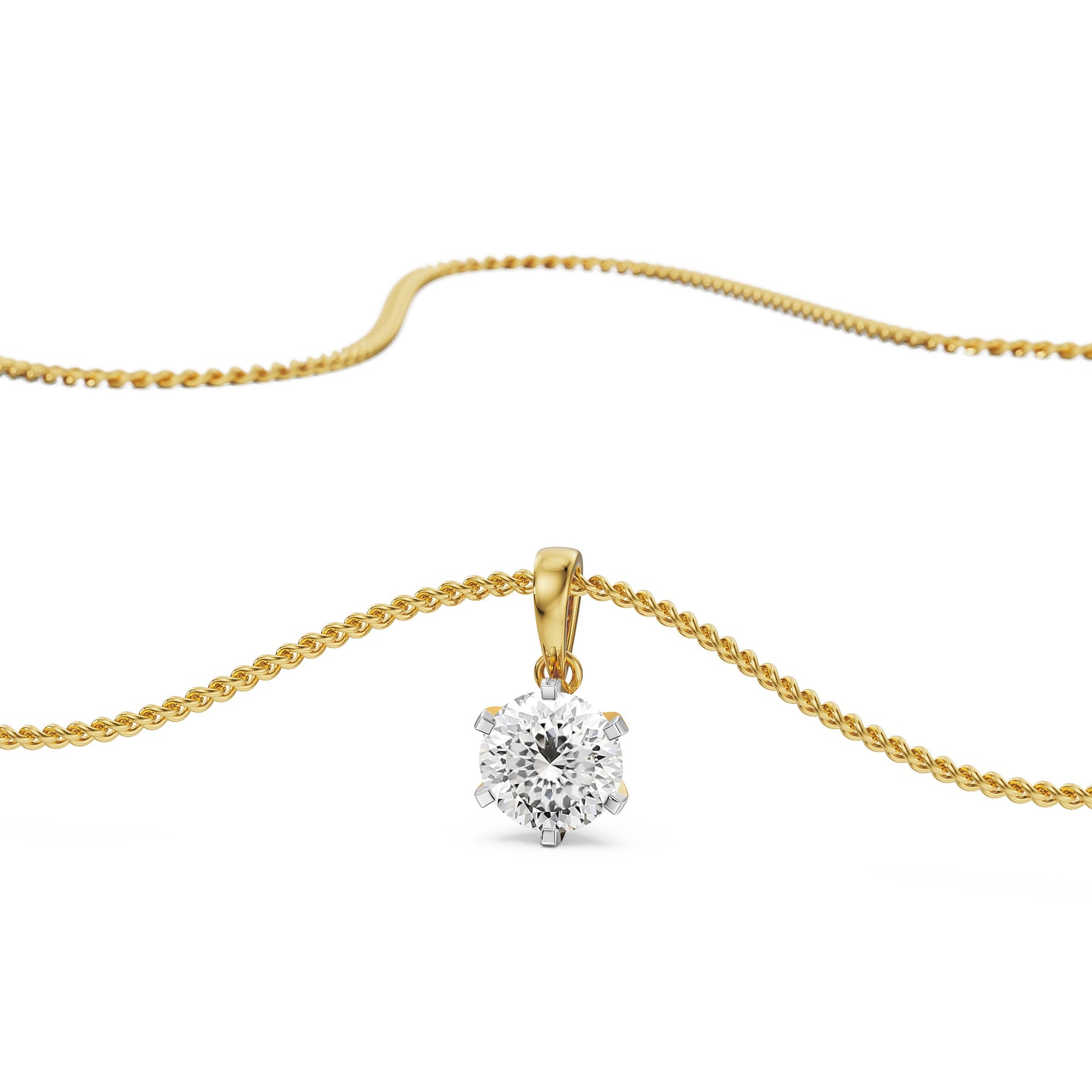 Portuguese Cut Solitaire Lab Grown Diamond Pendant - top view