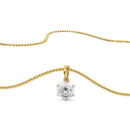 Portuguese Cut Solitaire Lab Grown Diamond Pendant - top view