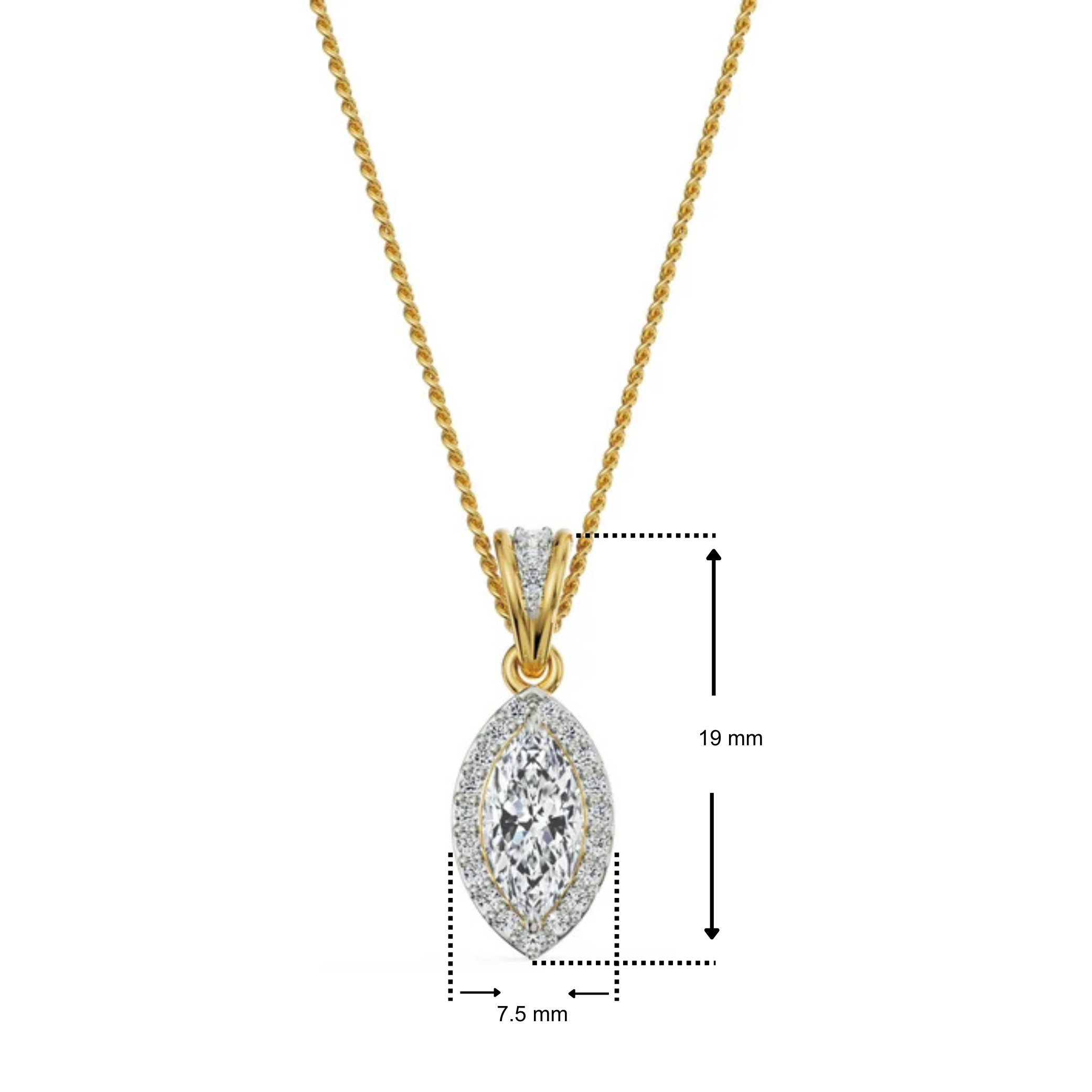 1 CT Marquise Halo Lab Diamond Pendant