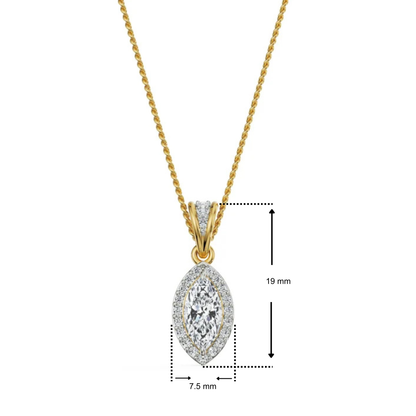 1 CT Marquise Halo Lab Diamond Pendant