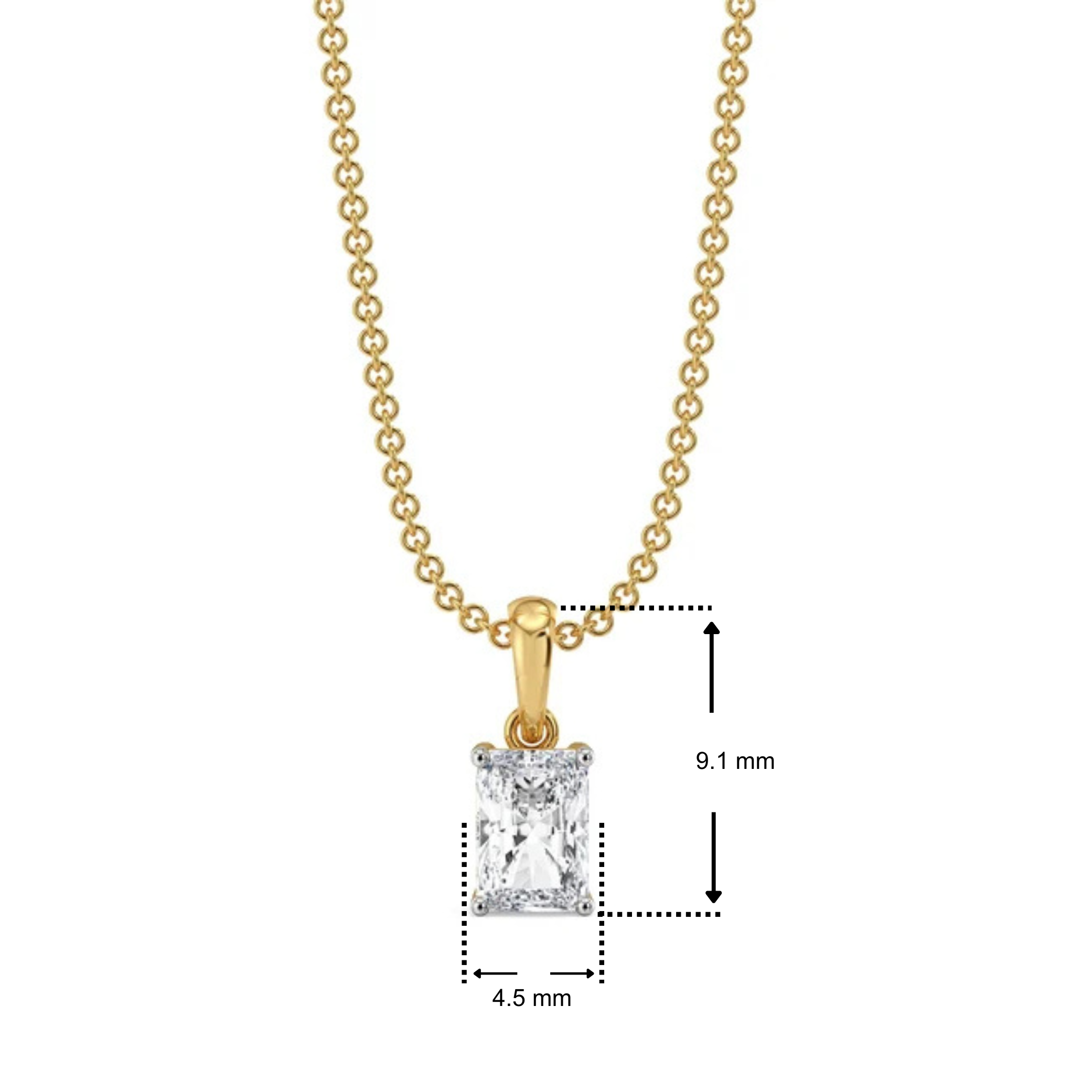 0.5 CT Radiant Lab Grown Diamond Soliratire Pendant