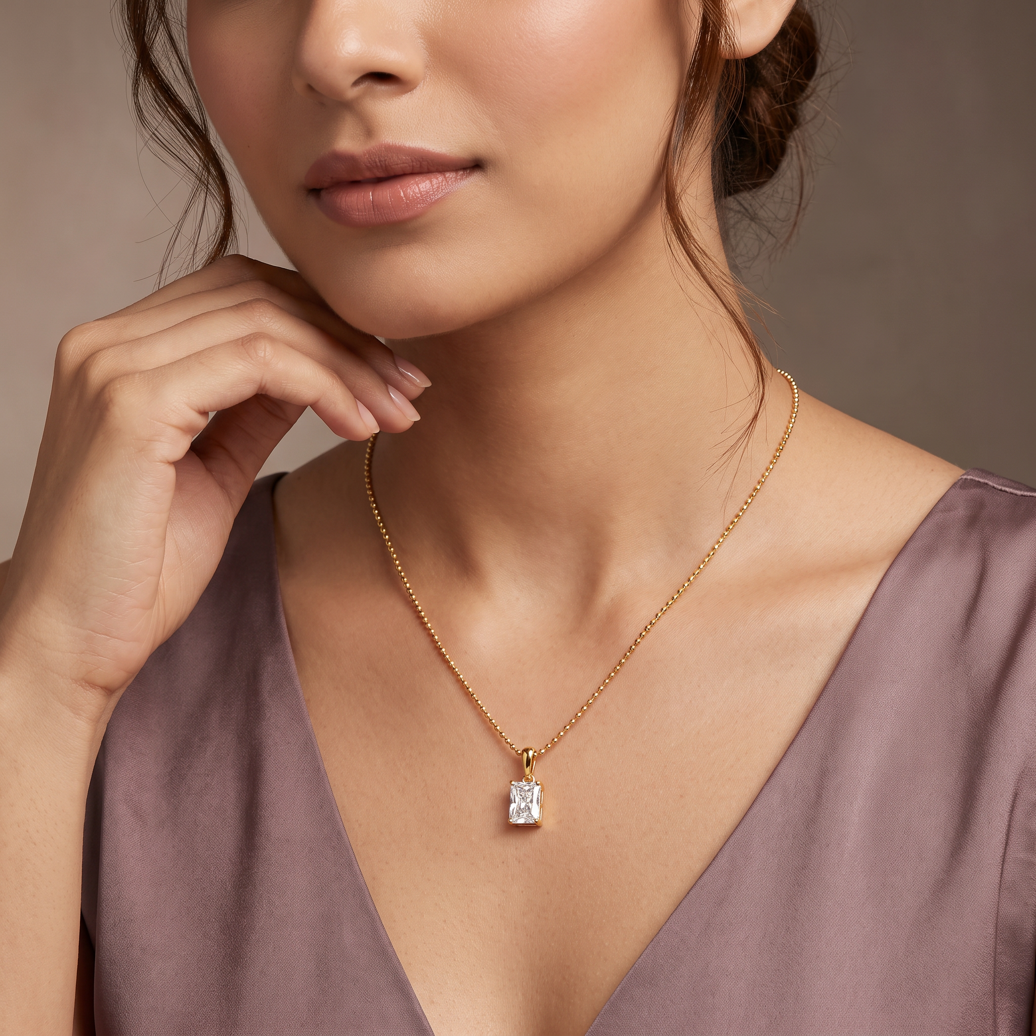 1.5 CT Radiant Lab Grown Diamond Solitaire Pendant