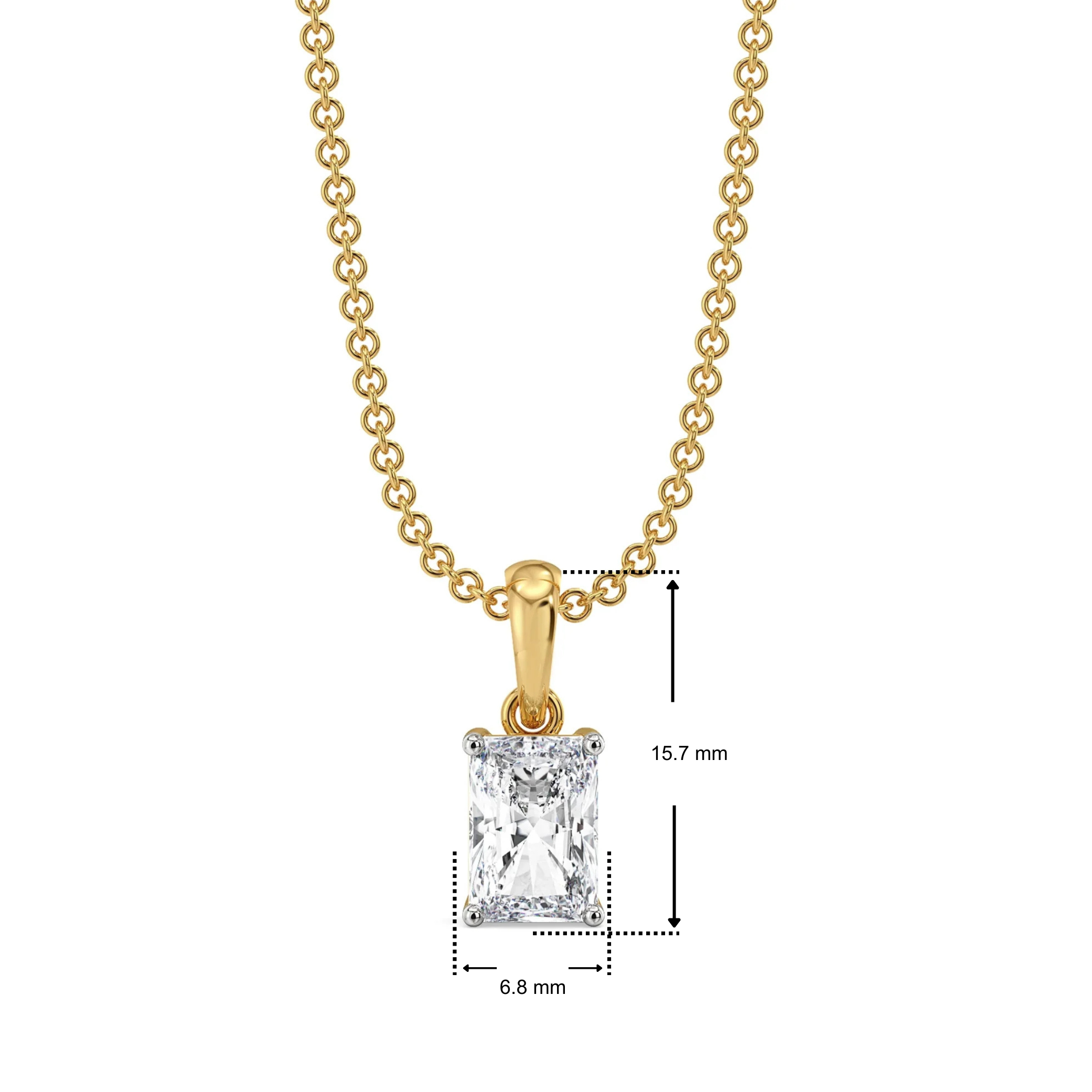 1.5 CT Radiant Lab Grown Diamond Solitaire Pendant