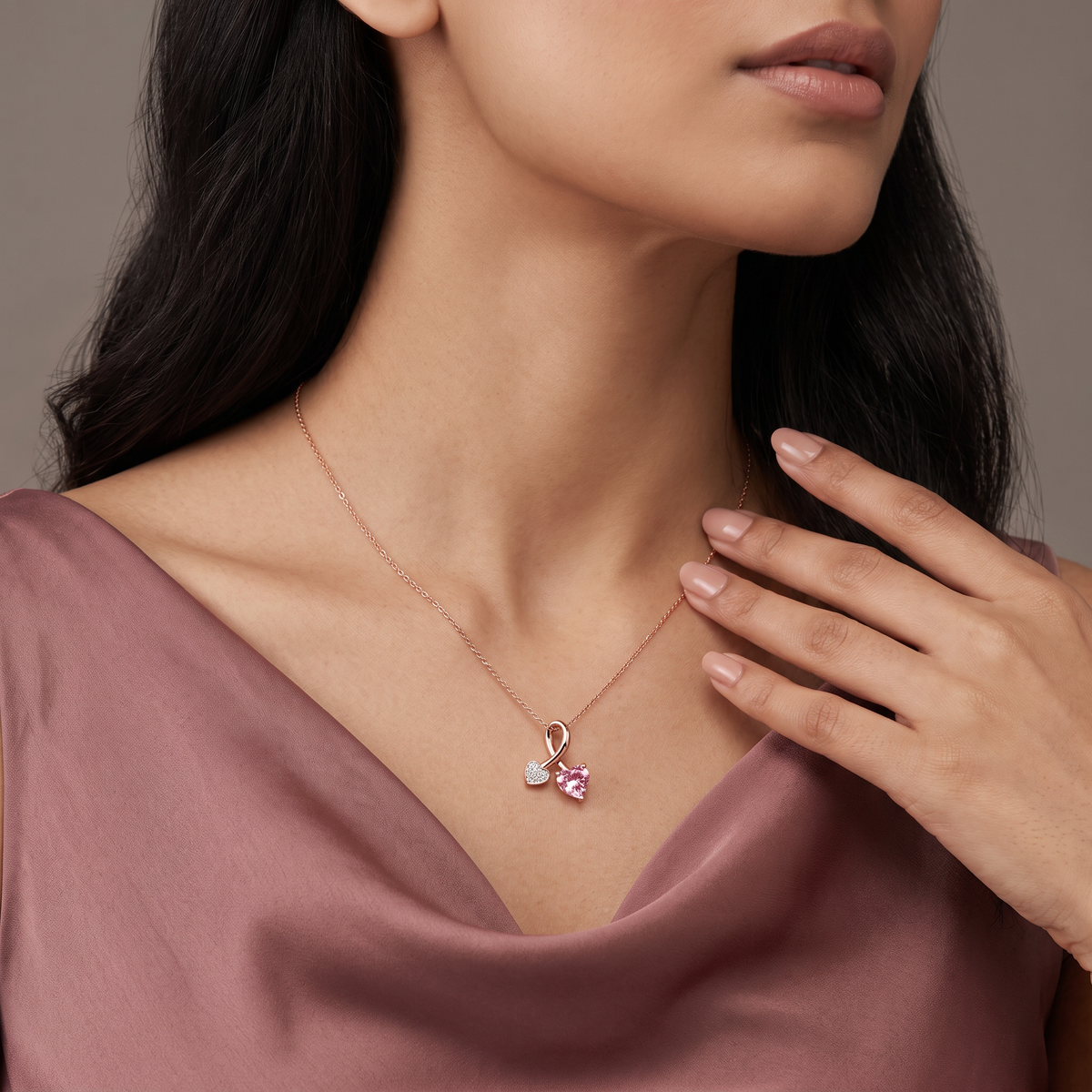Pink Sapphire Lab Grown Diamond Pendant