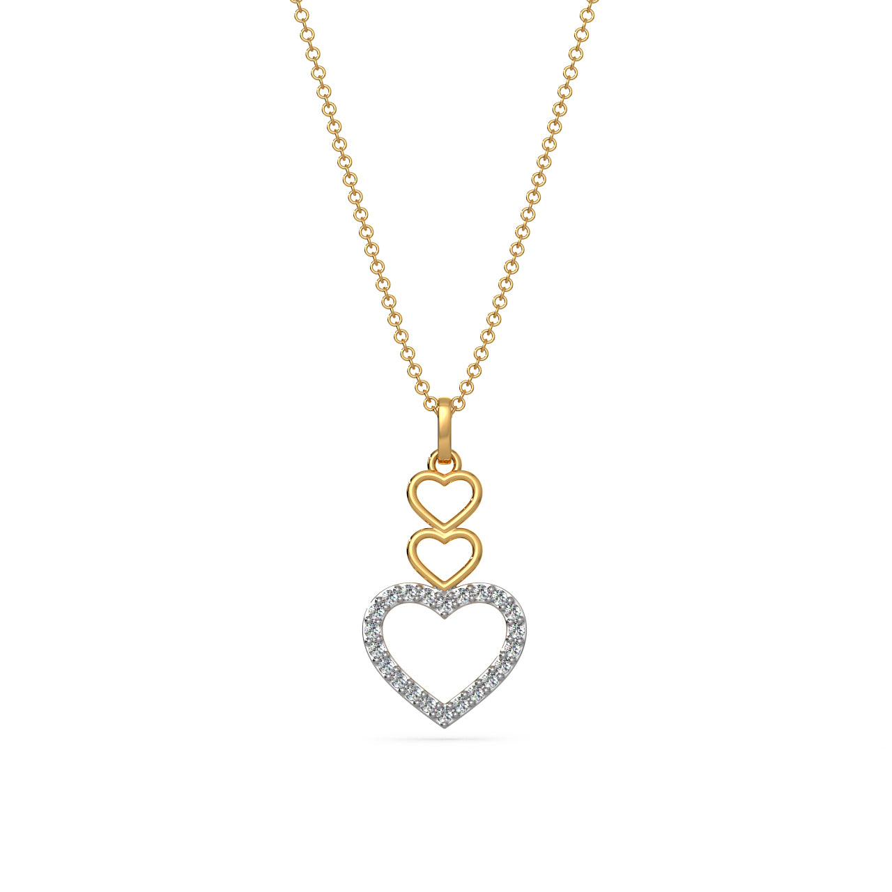 Connected Hearts Diamond Pendant Front View