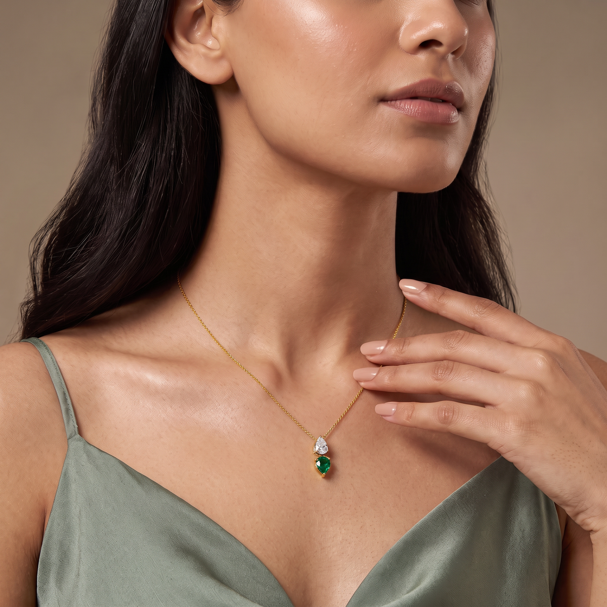 Reversible Pear Lab Grown Diamond Pendant