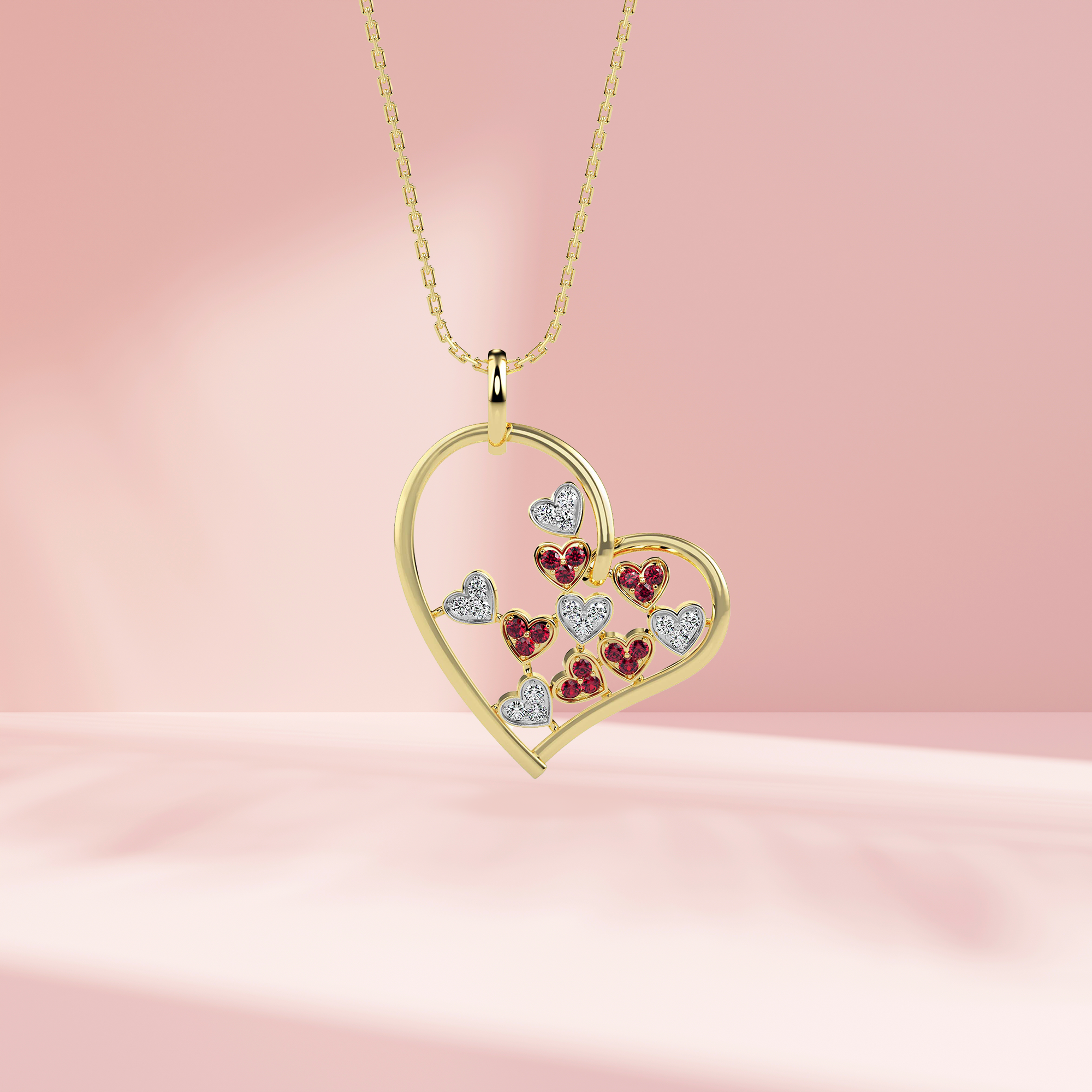 Heart Mosaic Diamond Pendant Prospective View