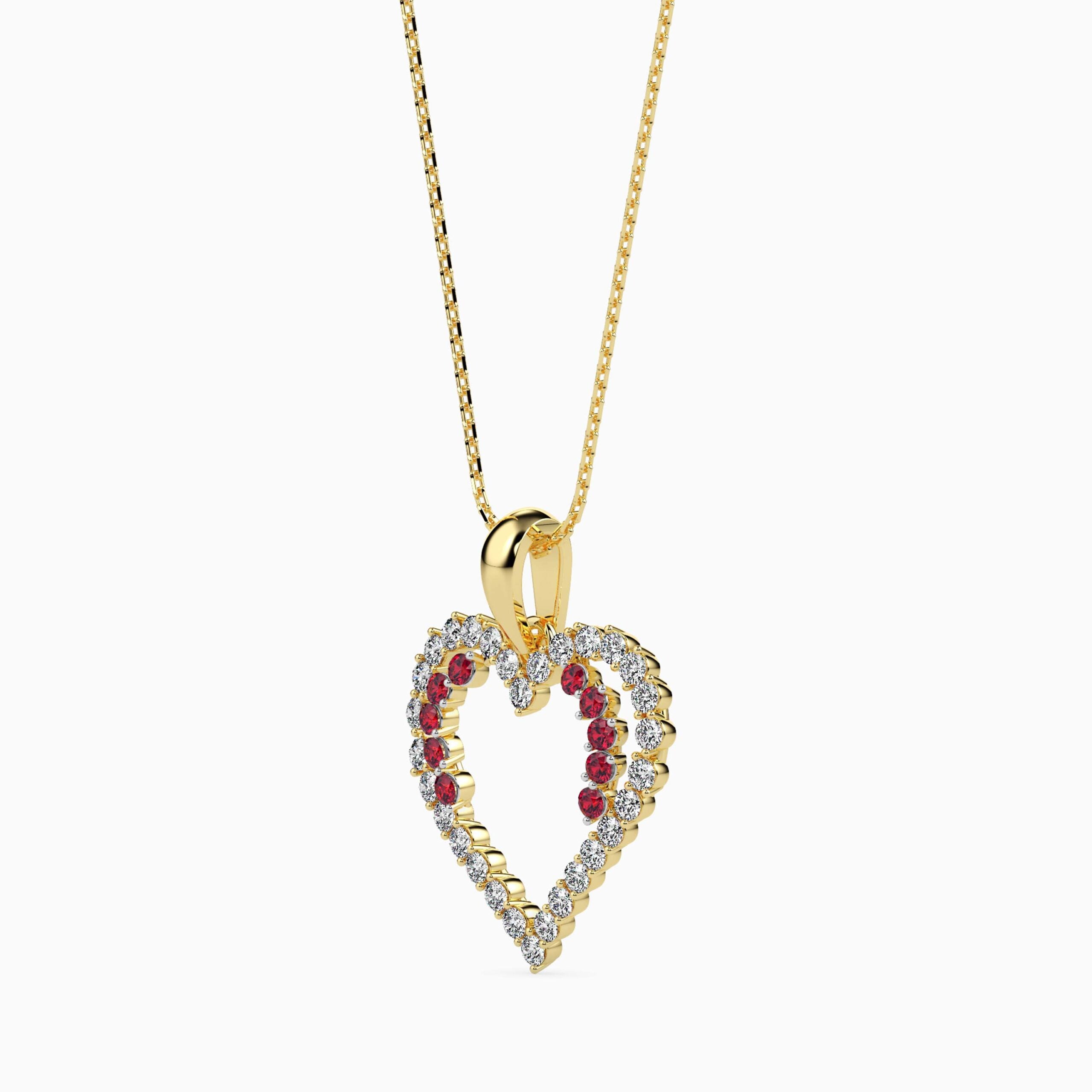 Ritzy Ruby and Diamond Heart Pendant Left view