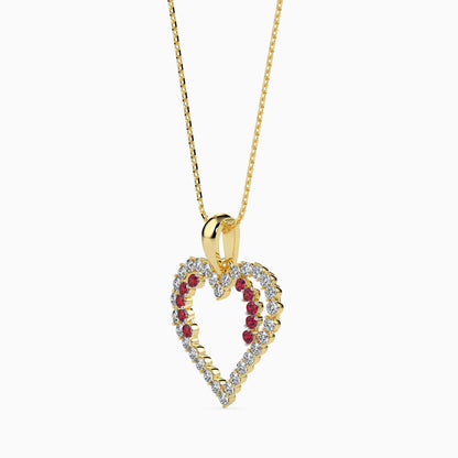 Ritzy Ruby and Diamond Heart Pendant Left view