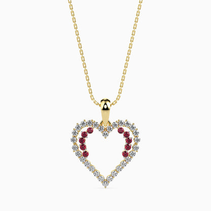 Ritzy Ruby and Diamond Heart Pendant Front view