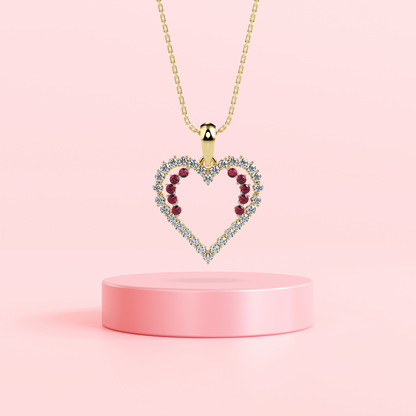 Ritzy Ruby and Diamond Heart Pendant Prospective View