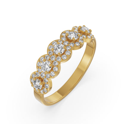 Five Stone Solitaire Halo Ring Top view