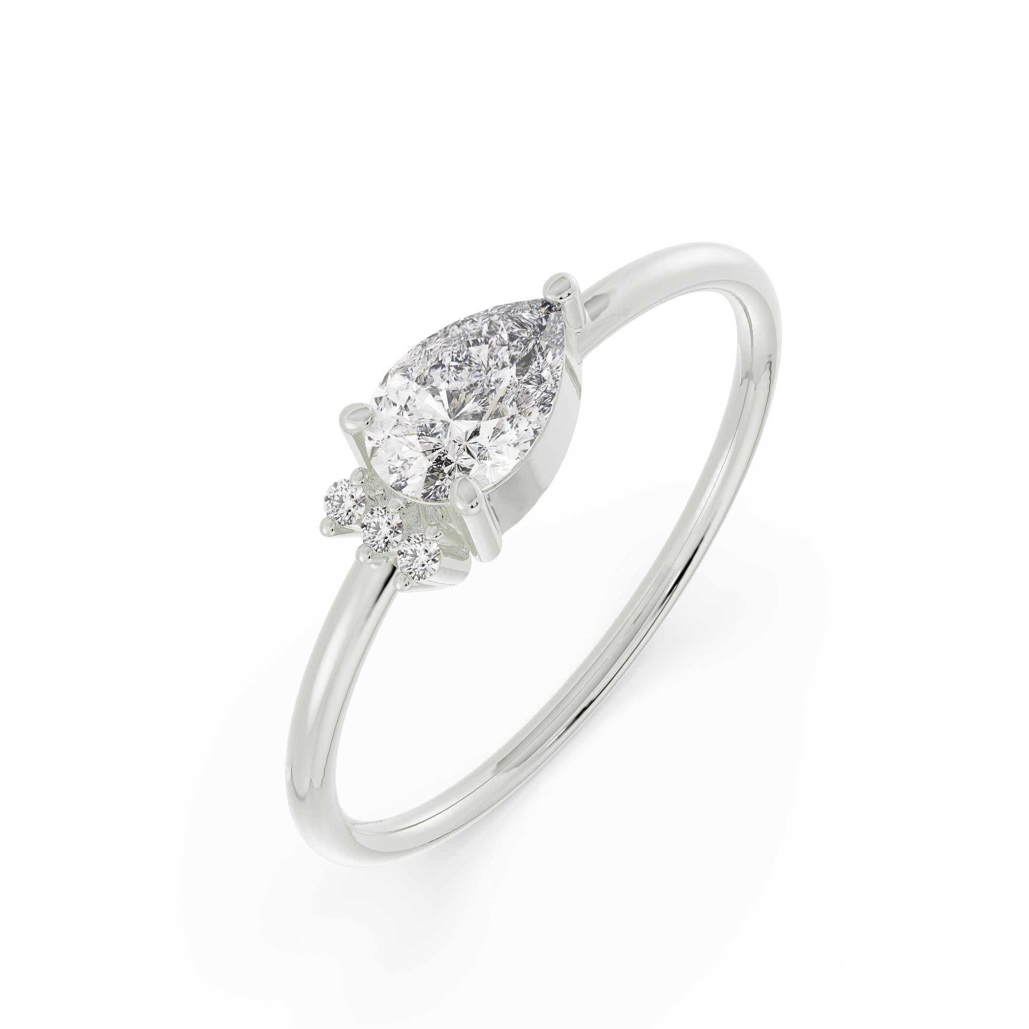 Stunning Pear Diamond Ring Top View