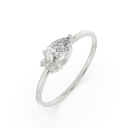 Stunning Pear Diamond Ring Top View