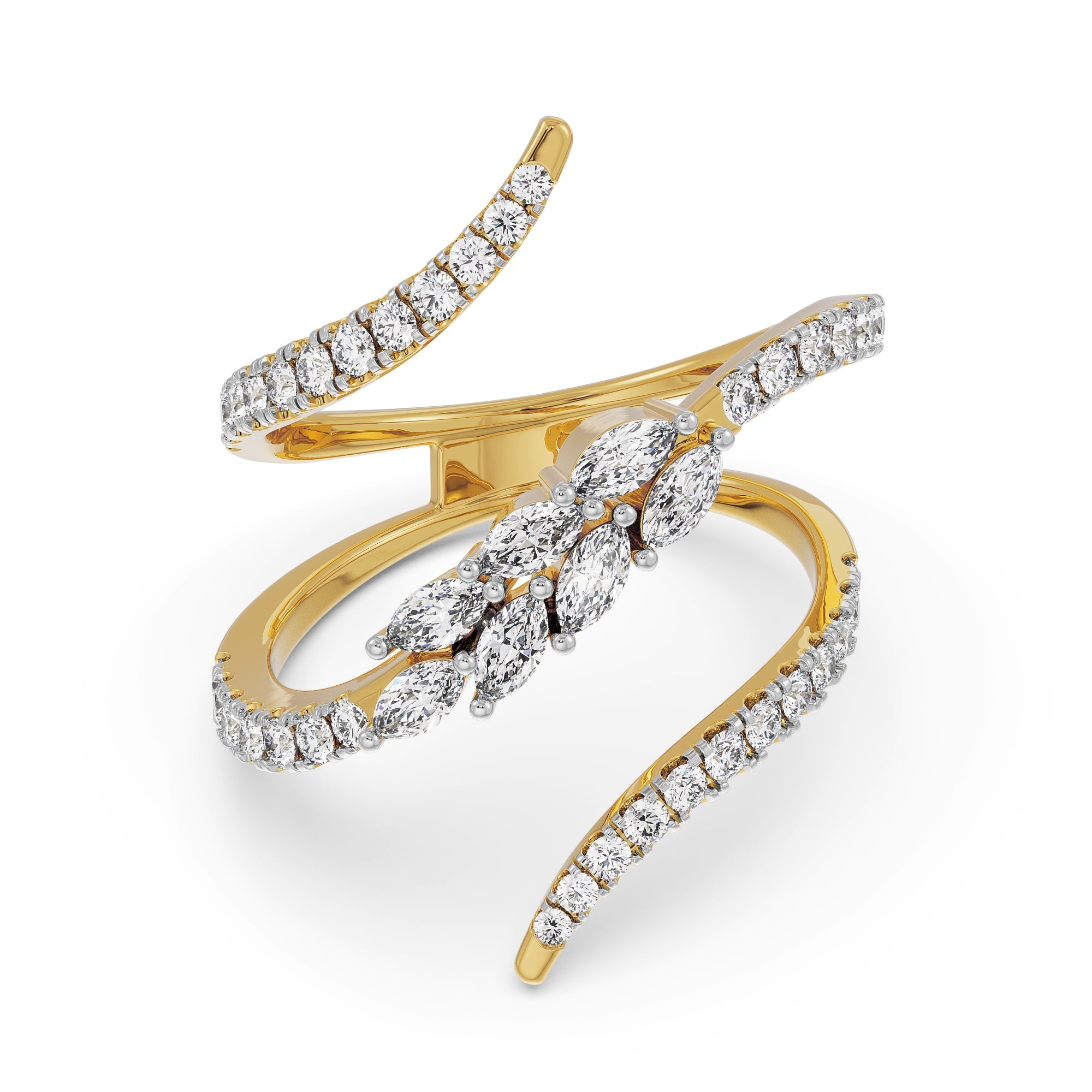 Floral Diamond Ring Front view in 9KT