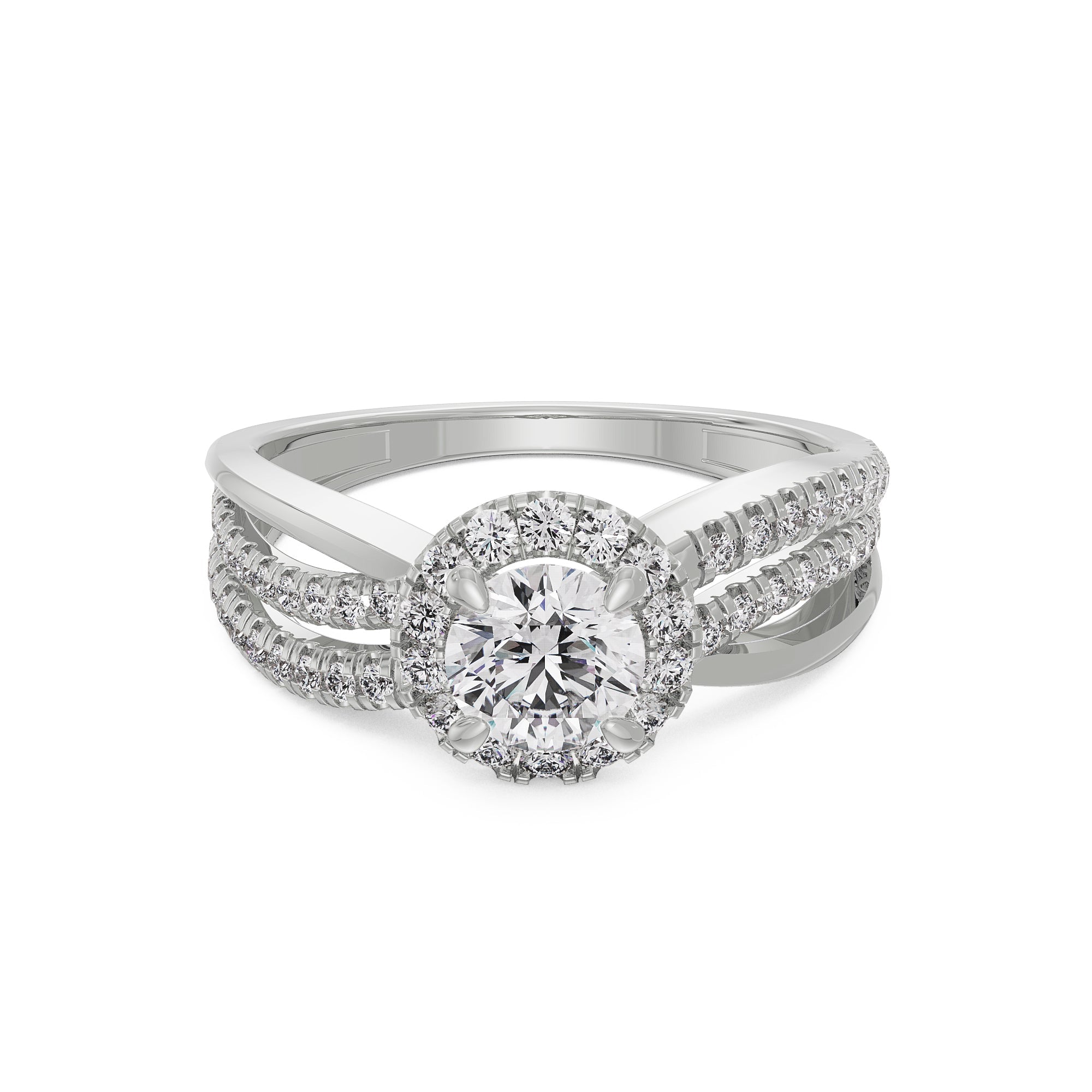 Artistic Round Diamond Ring Front View in 9KT