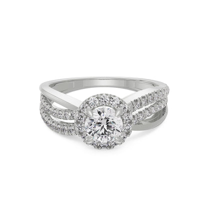 Artistic Round Diamond Ring Front View in 9KT