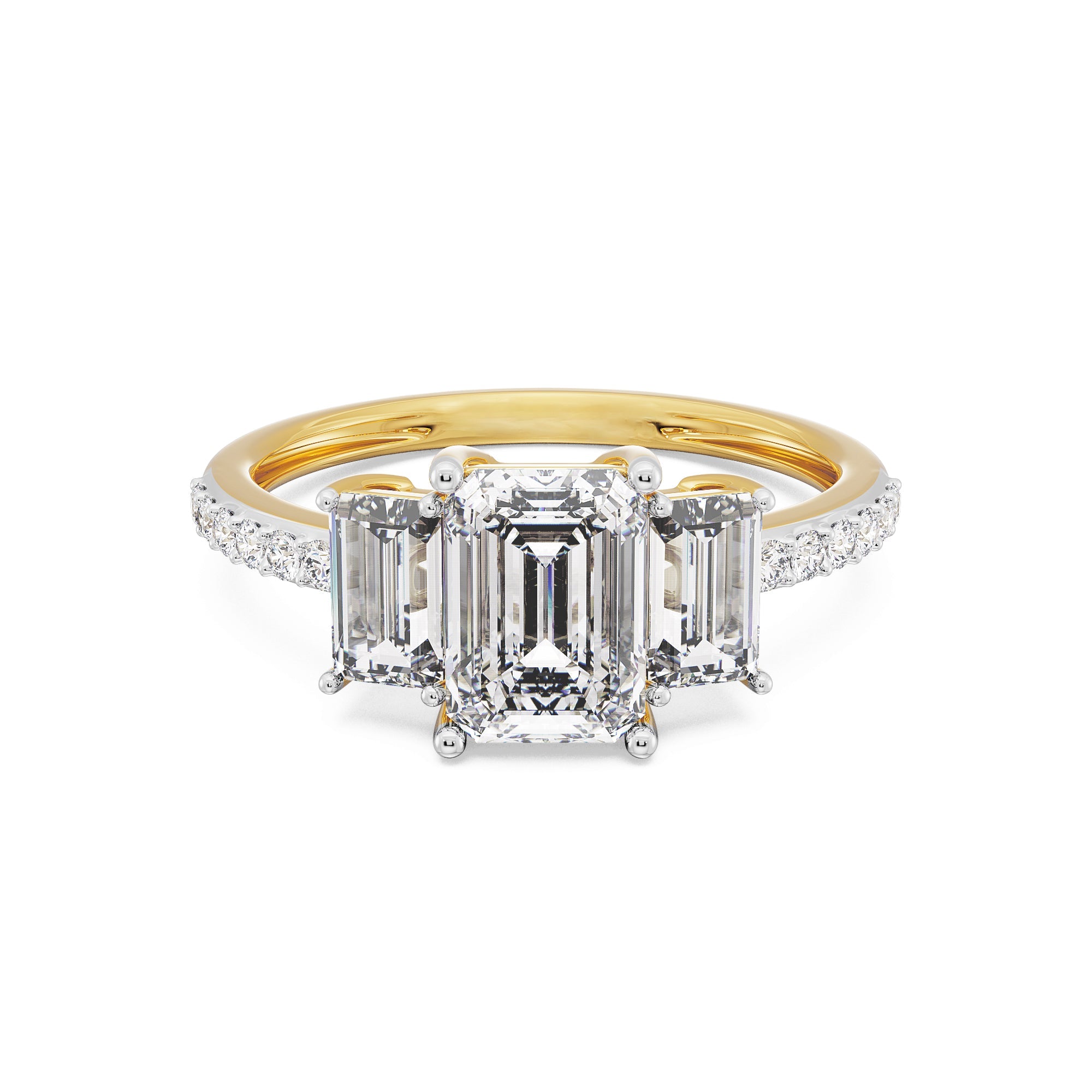 Three Stone Emerald Diamond Ring_in-stock