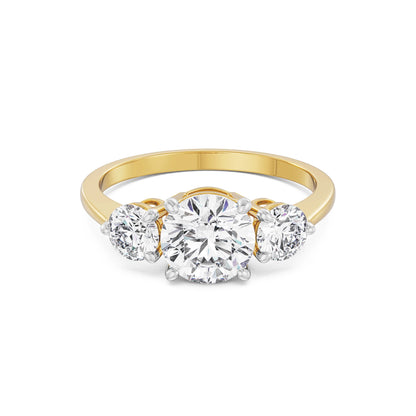 Triple Sparkle Solitaire Ring Front View in 9KT