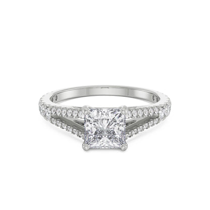 Princess Cut Splendor Ring Front View in 9KT