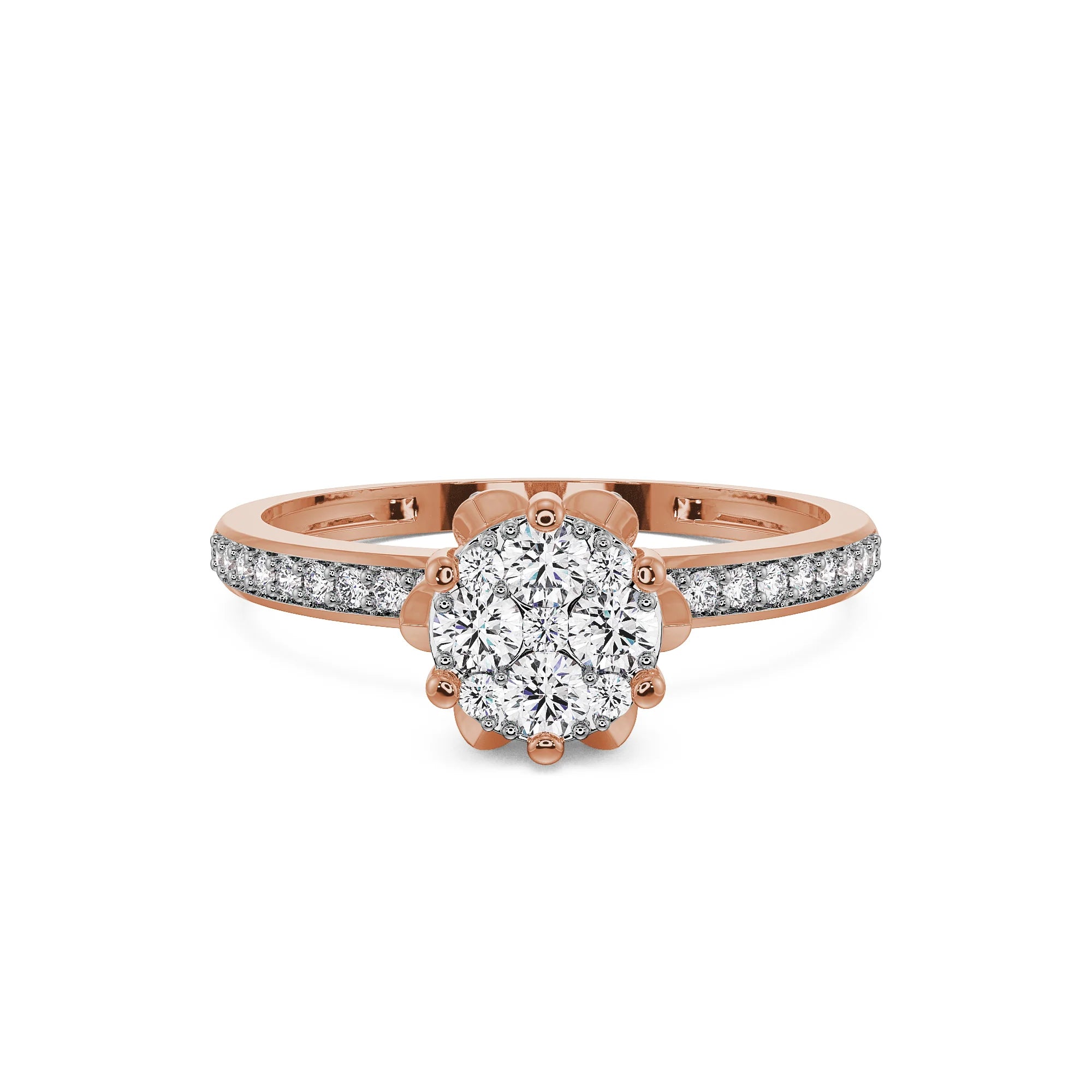 Blossom Brilliance Solitaire Ring Front View in 9KT