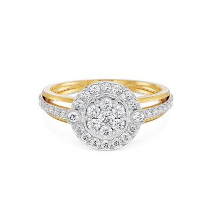 Majestic Round Diamond Ring Front View in 9KT