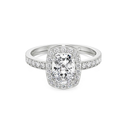 Exquisite Cushion Sparkle Ring Front View in 9KT