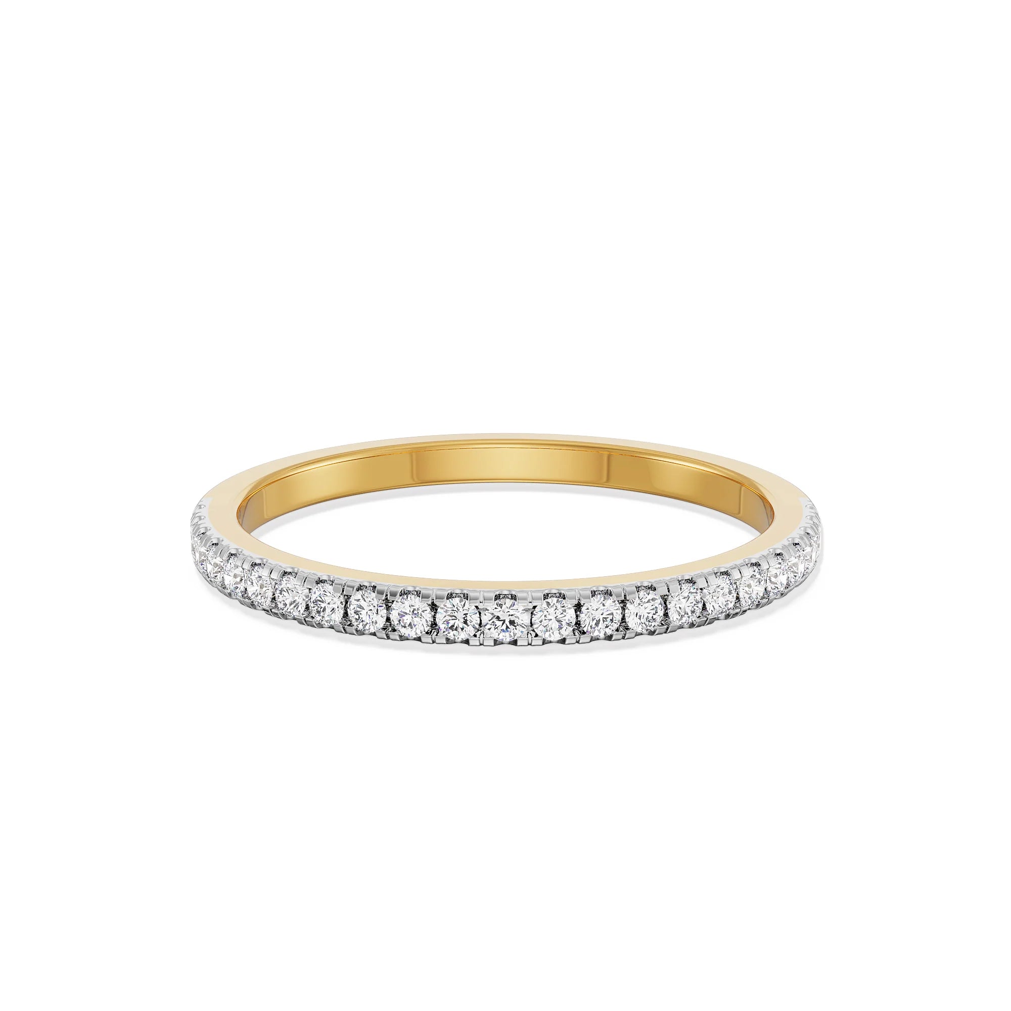 Shimmery Classic Diamond Band Front View in 9KT