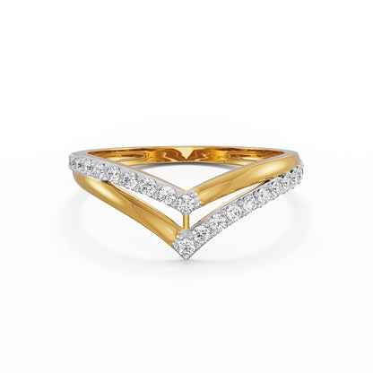 Divine V Diamond Ring Front View in 9KT