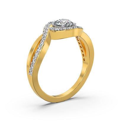 Infinity Solitaire Ring Front View Side View in 9KT