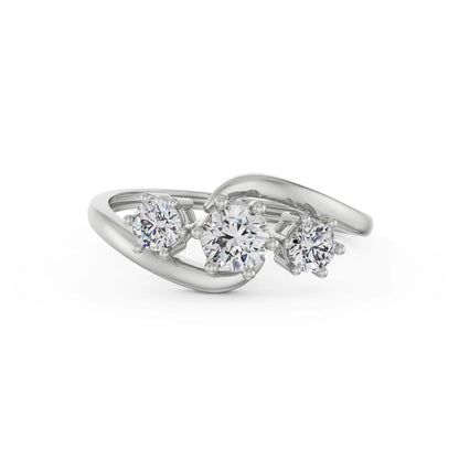 Triple Solitaire Diamond Ring Front View in 9KT