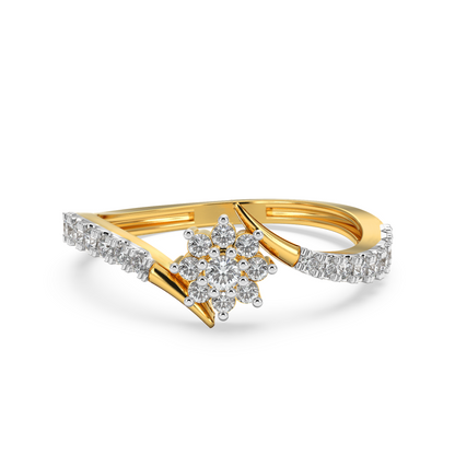 Floral Diamond Cluster Ring Front View in 9KT