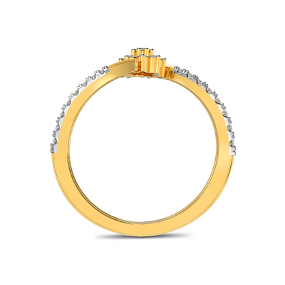 Floral Diamond Cluster Ring Back View in 9KT